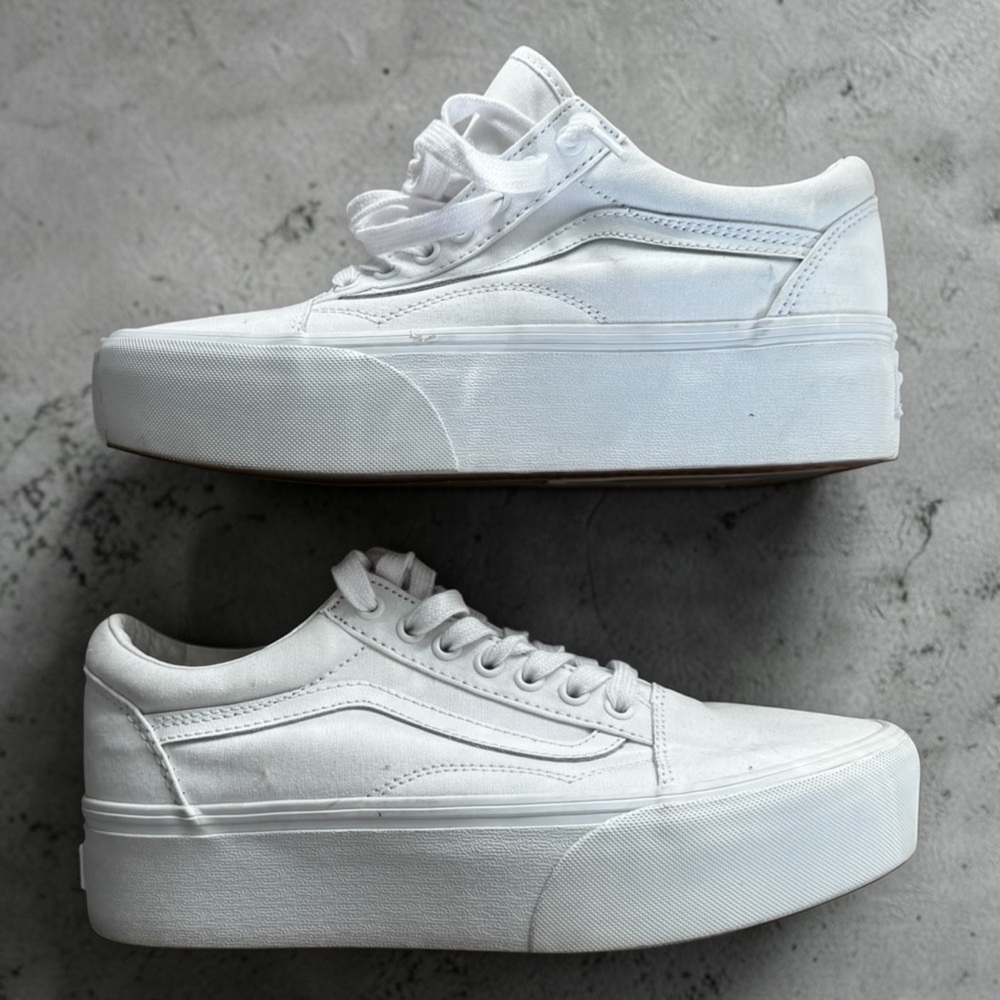 Vans Old Skool Stackform White Platform Sneakers … - image 9